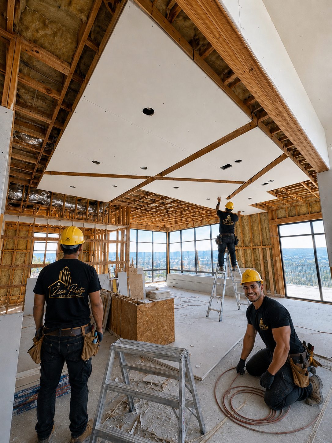 Issa Prestige Construction crew framing a custom home